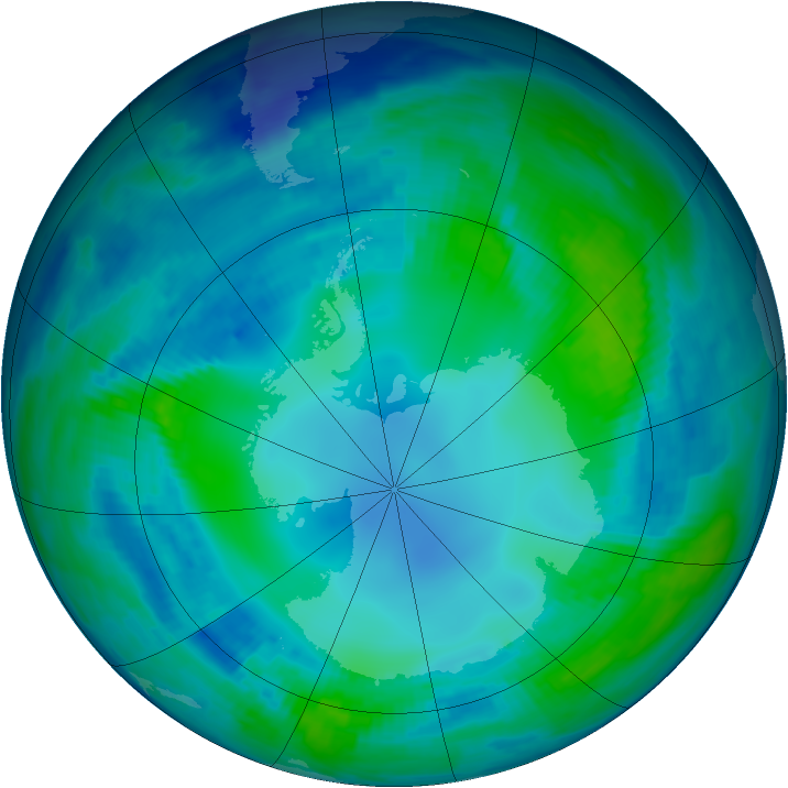 Antarctic ozone map for 08 May 1997